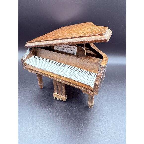 Vtg Concord Dollhouse Miniature Grand Piano Bench Stool With Box Med Oak Color - Picture 6 of 16